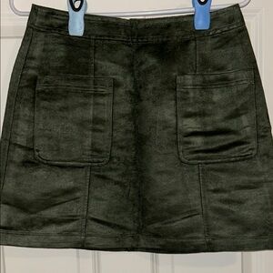 Old Navy Olive Green Faux Suede Mini Skirt with Patch Pockets